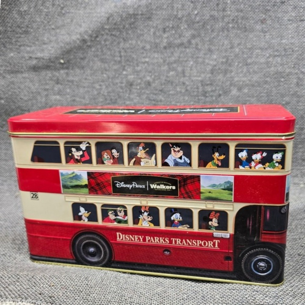 Disney Parks Walkers Shortbread London Bus Tin Mickey Friends Red Large Good - Picture 10 of 11